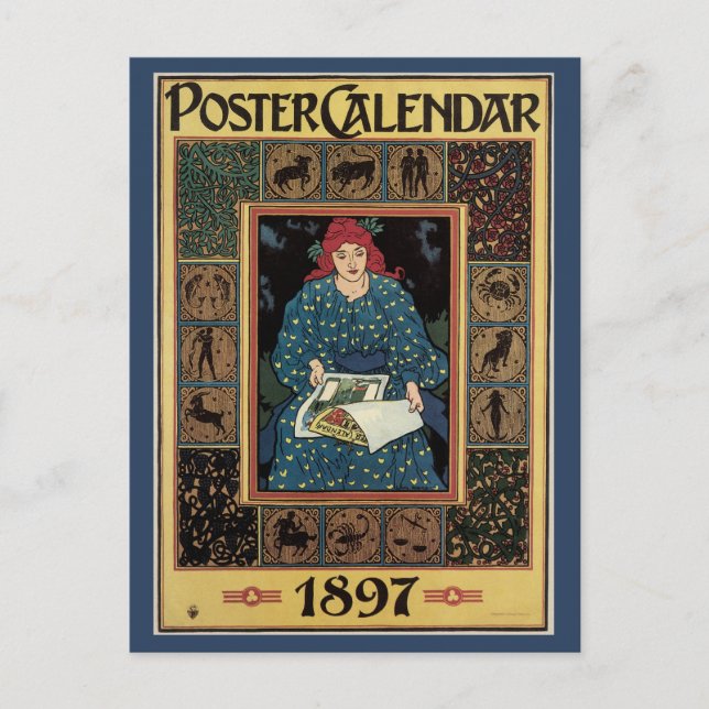 Vintages Jugendstil, Kunsthandwerkbuch Postkarte (Vorderseite)