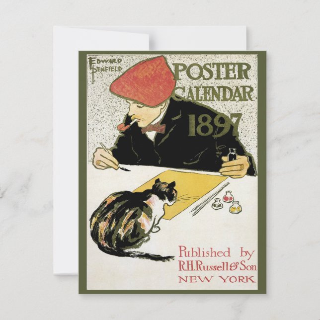 Vintages Jugendstil, Kunstmalerei mit Hauskatze (Vorderseite)