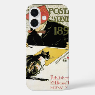 Vintages Jugendstil, Kunstmalerei mit Hauskatze iPhone 16 Hülle