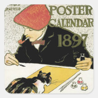 Vintages Jugendstil, Kunstmalerei mit Hauskatze