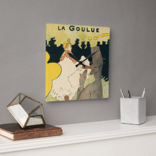 Vintages Jugendstil, La Goulue von Toulouse Lautre Quadratische Wanduhr