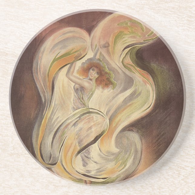 Vintages Jugendstil, La Loie Fuller Moderner Tänze Getränkeuntersetzer (Vorne)
