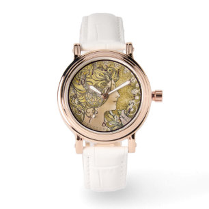 Vintages Jugendstil "La Plume" von Mucha Armbanduhr