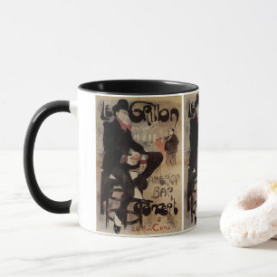 Vintages Jugendstil Le Grillon, Man Drinks Biere Tasse