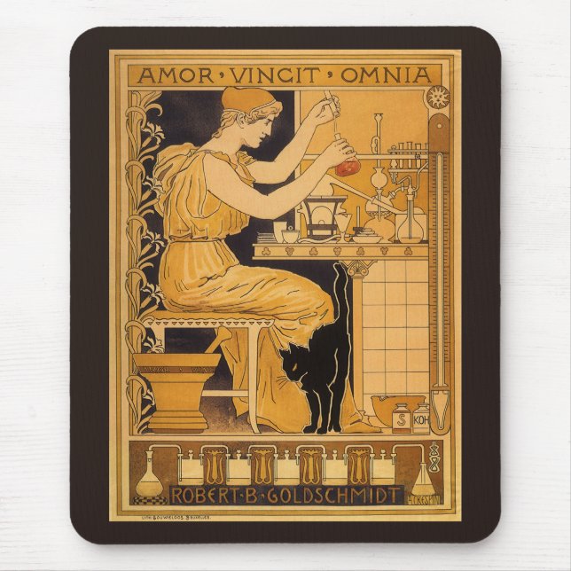 Vintages Jugendstil, Liebe erobert alles Wissensch Mousepad (Vorne)