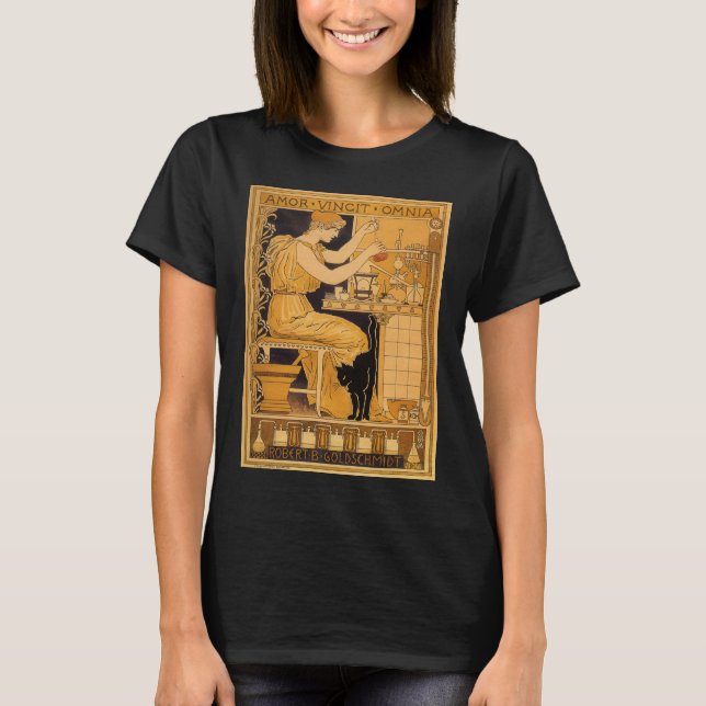 Vintages Jugendstil, Liebe erobert alles Wissensch T-Shirt (Vorderseite)