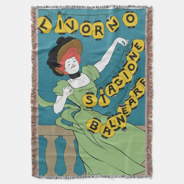 Vintages Jugendstil, Livorno Senorita Tanz Decke (Vorderseite Vertikal)