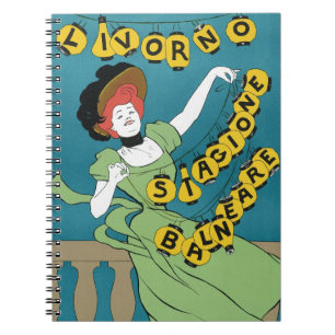 Vintages Jugendstil, Livorno Senorita Tanz Notizblock