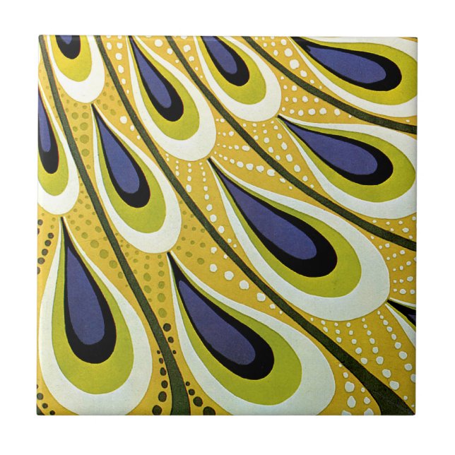 Vintages Jugendstil, Macmillans Pfauenfeder Fliese (Vorderseite)