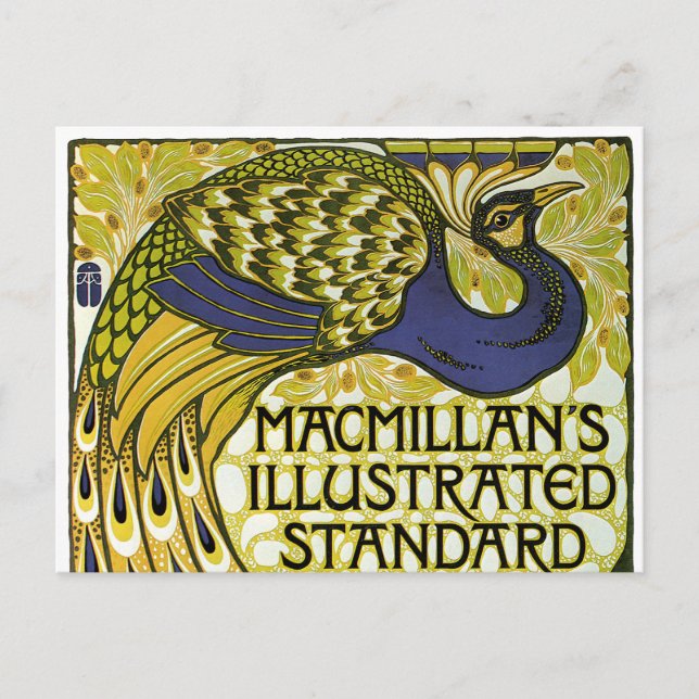 Vintages Jugendstil, Macmillans Pfauenfeder Postkarte (Vorderseite)