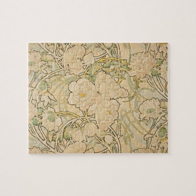 Vintages Jugendstil, Peones von Alphonse Mucha Puzzle (Horizontal)
