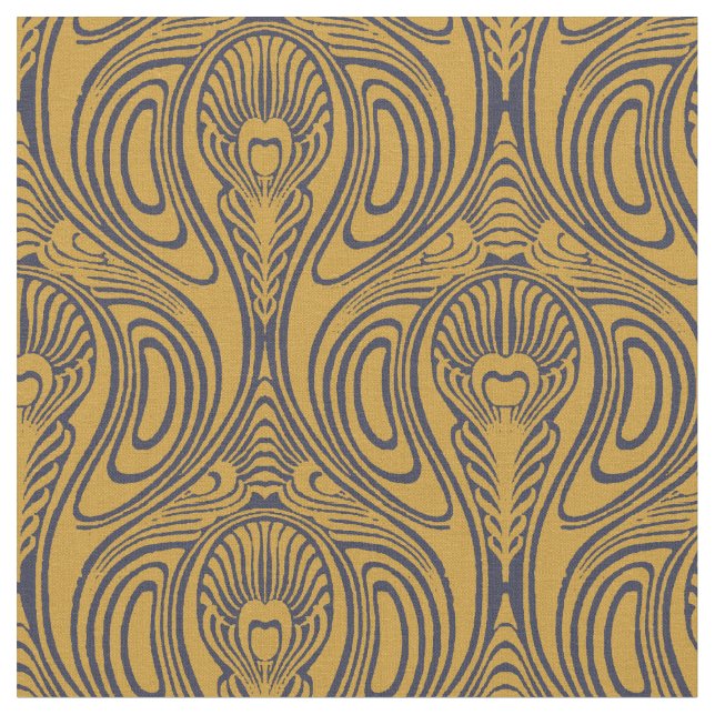 Vintages Jugendstil-Pfauenfedermuster Stoff (Nahaufnahme)