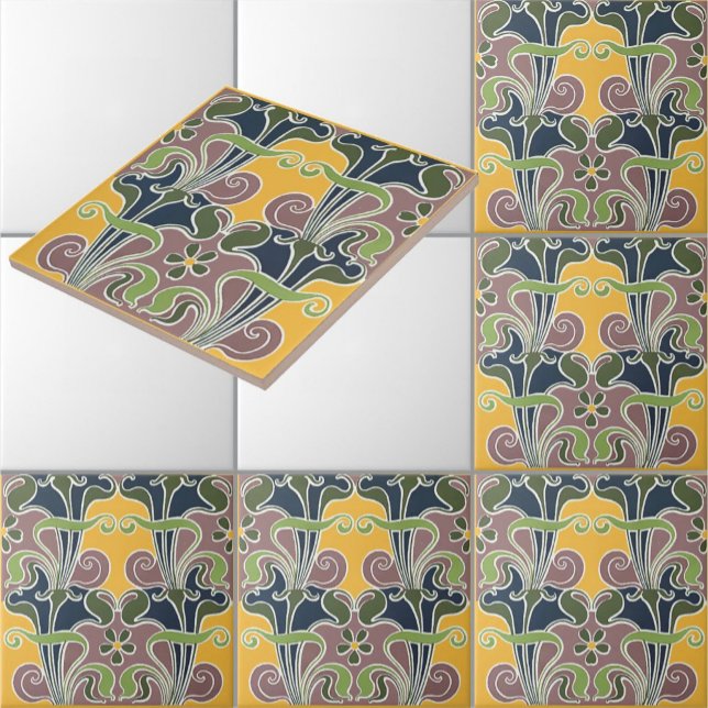 Vintages Jugendstil-Psychedelic-Muster Fliese (Von Creator hochgeladen)
