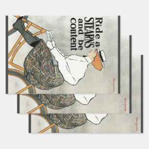 Vintages Jugendstil, Reiten a Sterns Fahrräder Geschenkpapier Set