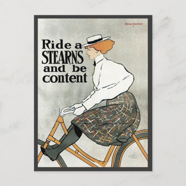 Vintages Jugendstil, Reiten a Sterns Fahrräder Postkarte (Vorderseite)