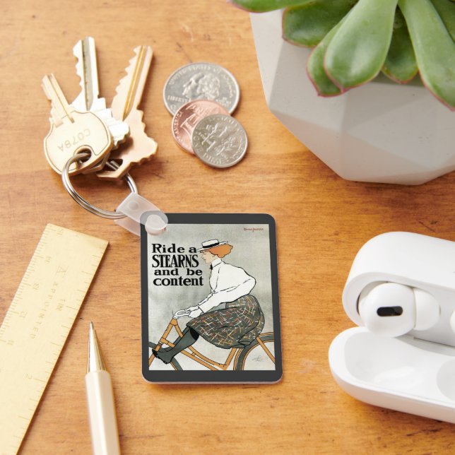 Vintages Jugendstil, Reiten a Sterns Fahrräder Schlüsselanhänger (Schreibtisch)