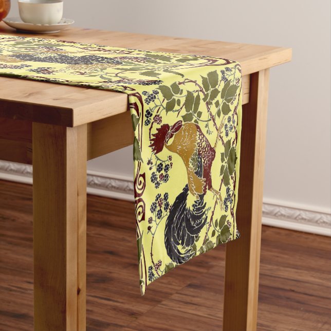 Vintages Jugendstil-Rooster & Hen Chickens-Muster Kurzer Tischläufer (Beispiel)