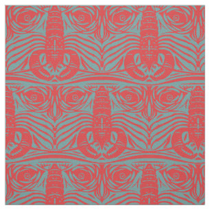 Vintages Jugendstil-Rote Lobster-Löwengeflecht Stoff