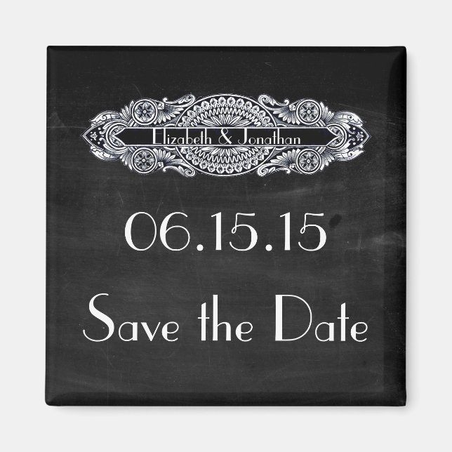 Vintages Jugendstil Save the Date Magnet (Vorne)