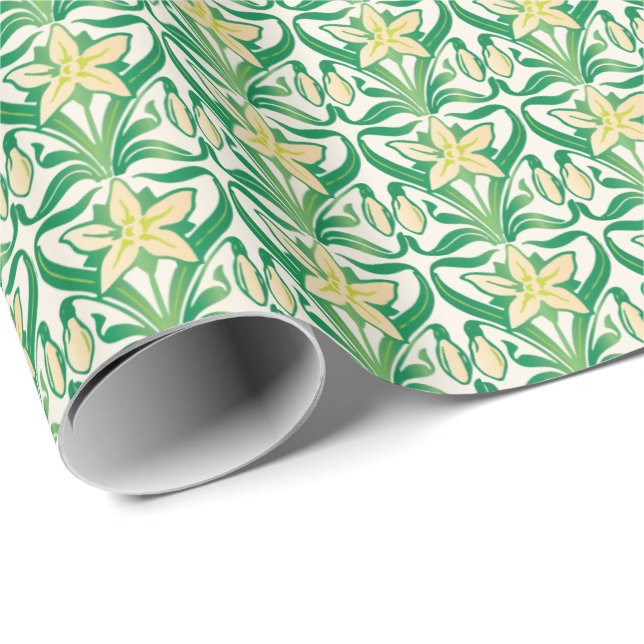 Vintages Jugendstil-Schneeschuhwandermuster Geschenkpapier (Rolleneckpunkt)