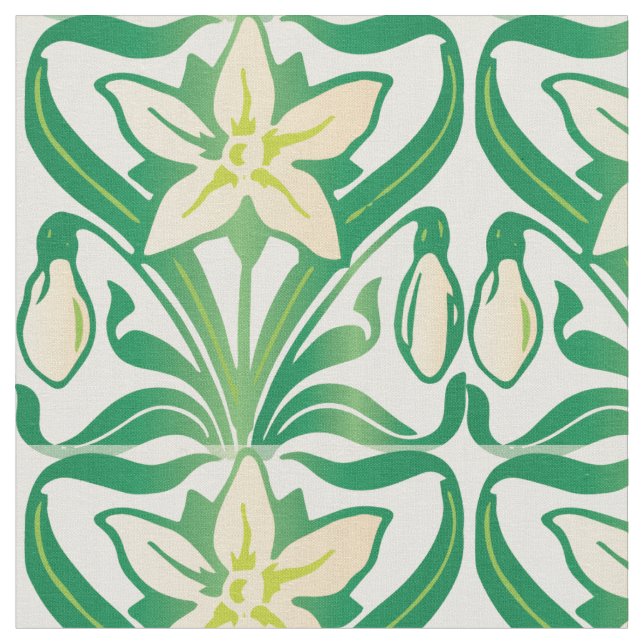 Vintages Jugendstil-Schneeschuhwandermuster Stoff (Nahaufnahme)