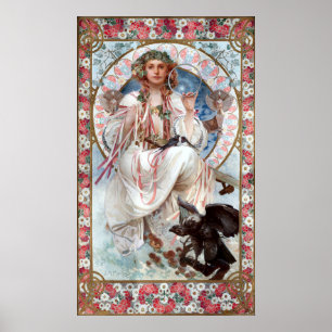 Vintages Jugendstil "Slávie" von Alphonse Mucha Poster