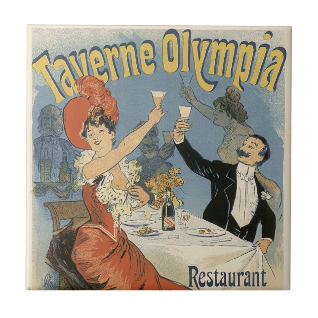 Vintages Jugendstil, Taverne Olympia Restaurant Fliese (Vorderseite)
