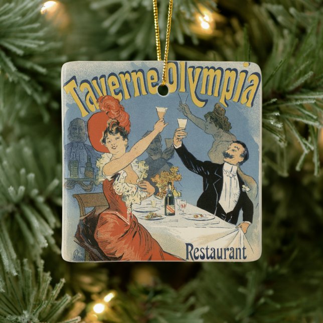 Vintages Jugendstil, Taverne Olympia Restaurant Keramikornament (Baum)