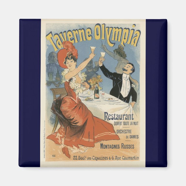 Vintages Jugendstil, Taverne Olympia Restaurant Magnet (Vorne)