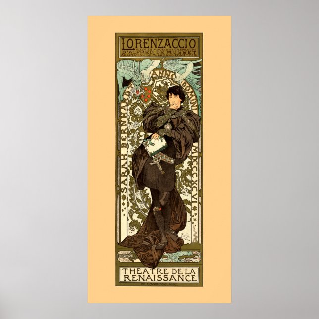Vintages Jugendstil-Theater und von Mucha Poster (Vorne)