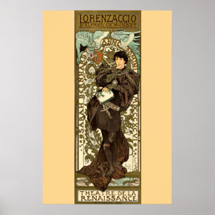 Vintages Jugendstil-Theater und von Mucha Poster