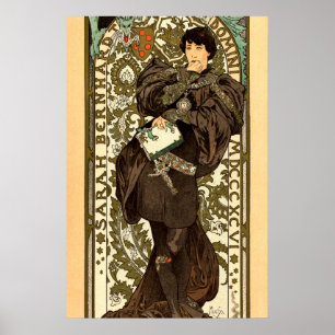 Vintages Jugendstil-Theater und von Mucha Poster
