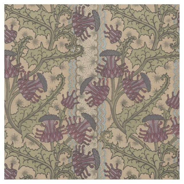 Vintages Jugendstil-Thistle-Muster von J. Milesi Stoff (Nahaufnahme)