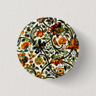 Vintages Jugendstil-Thistles Cicadas Muster Button