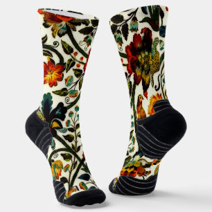 Vintages Jugendstil-Thistles Cicadas Muster Socken