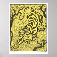 Vintages Jugendstil-Tiger im Dschungel