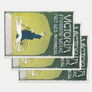 Vintages Jugendstil, Victoria Fahrrad Werke, Rehm Geschenkpapier Set