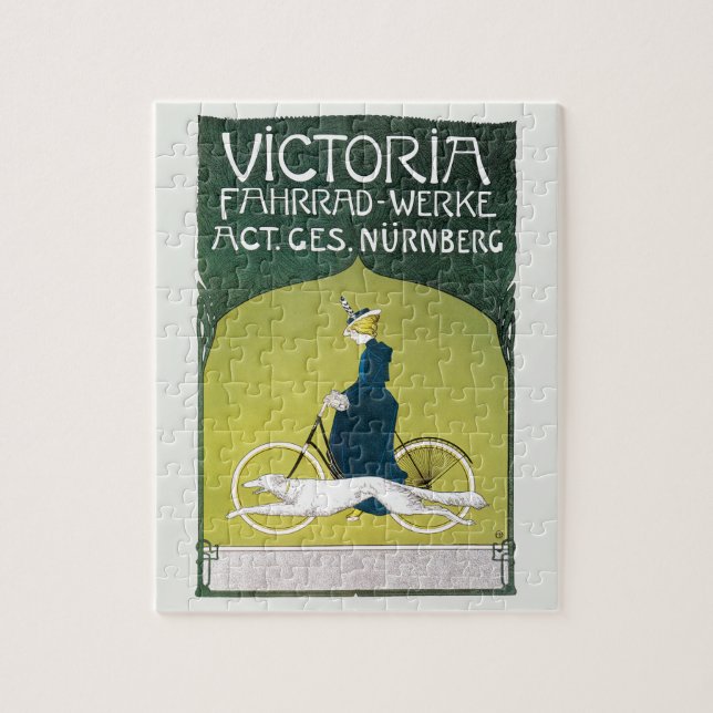 Vintages Jugendstil, Victoria Fahrrad Werke, Rehm Puzzle (Vertikal)