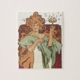 Vintages Jugendstil von Mucha, Champagner-Party Puzzle