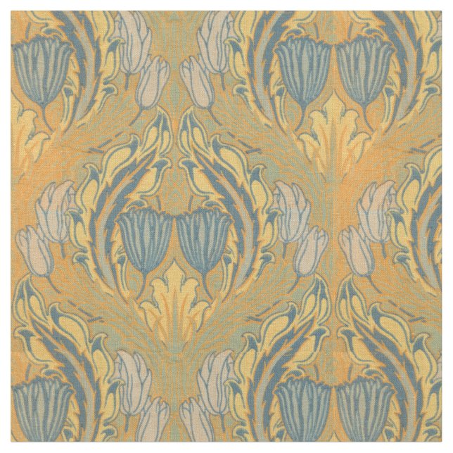 Vintages Jugendstil Walter Crane Tulip Muster Stoff (Nahaufnahme)