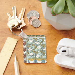 Vintages Jugendstil, Wasserlilie Garten Blume Schlüsselanhänger