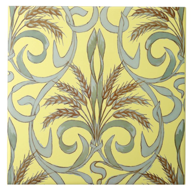 Vintages Jugendstil-Wheat-Muster Fliese (Vorderseite)