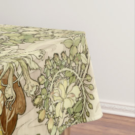 Vintages Jugendstil-Woman Blumenmuster von Mucha Tischdecke