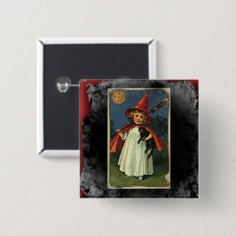 Vintages junges Halloween Hexenschauspiel Button
