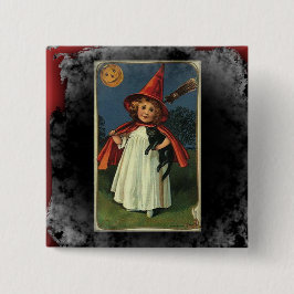 Vintages junges Halloween Hexenschauspiel Button