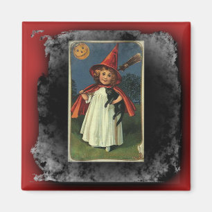 Vintages junges Halloween Hexenschauspiel Magnet