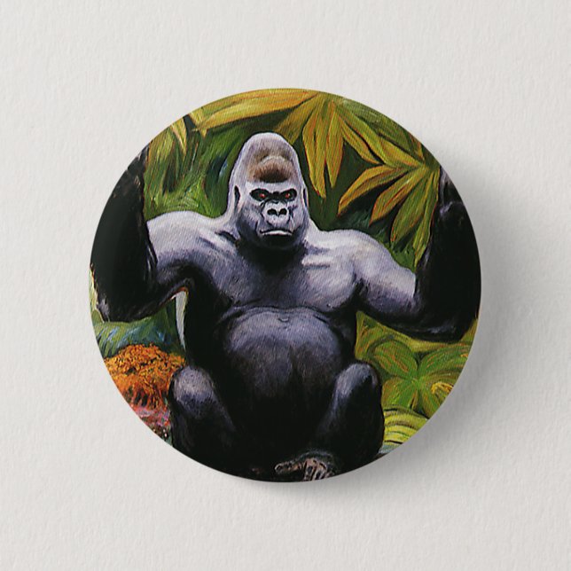 Vintages Jungle-Primat, Silverback Lowland Gorilla Button (Vorderseite)
