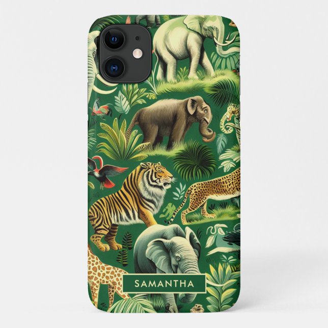 Vintages Jungtiermuster Case-Mate iPhone Hülle (Rückseite)