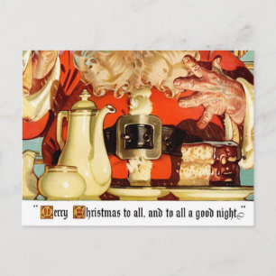 Vintages KAFFEE-KAFFEE W SANTA POSTCARD Feiertagspostkarte
