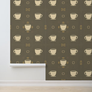 Vintages Kaffeecup-Muster mit Zierarbeit Touch Tapete